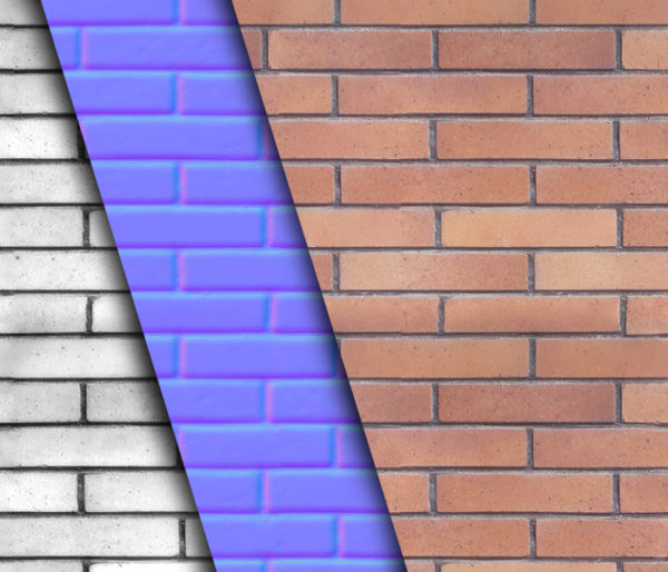 Brick Wall Texture With Normal Map and Bump Map